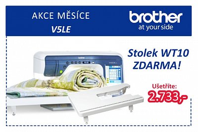 Šijací a vyšívací stroj Brother V5LE + AKCIA rozširujúce stolík ZADARMO