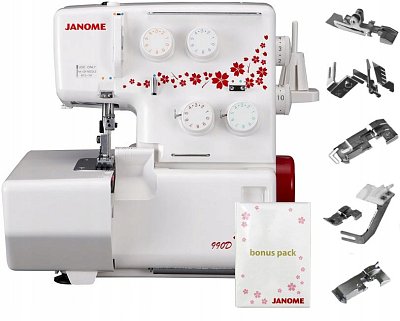 Overlock JANOME 990D + 4 pätky v cene 75EUR ZADARMO! 